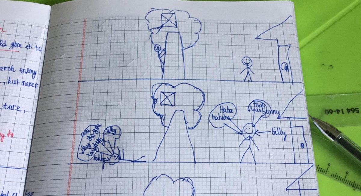 drawing and telling a story in English